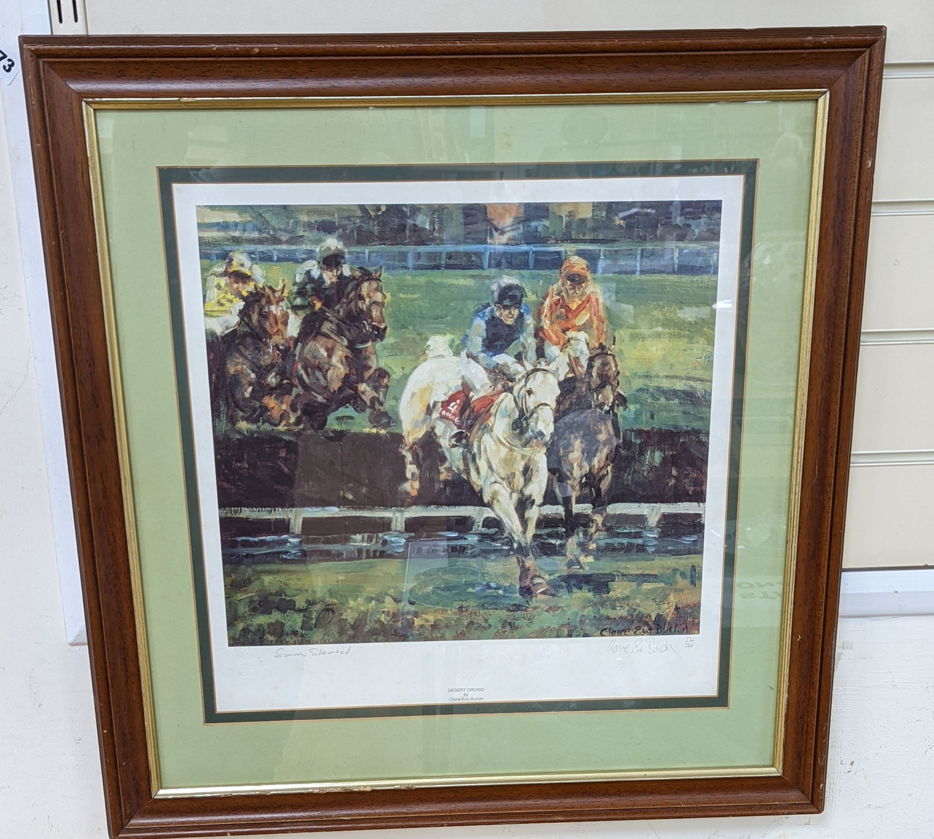 Claire Eva Burton, limited edition print, Desert Orchid, signed in pencil, 332/500, 43 x 43cm